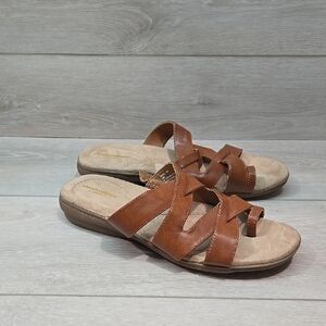 Cloudwalkers By Avenue Jackie Women's Leather Sandals Loop Toe Sz 11W